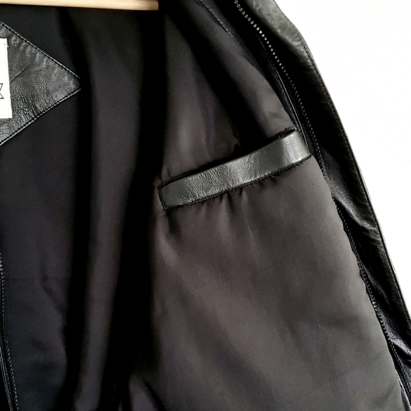 VTG Men's Black Leather Bomber Jacket - US XL - Picture 13 of 15